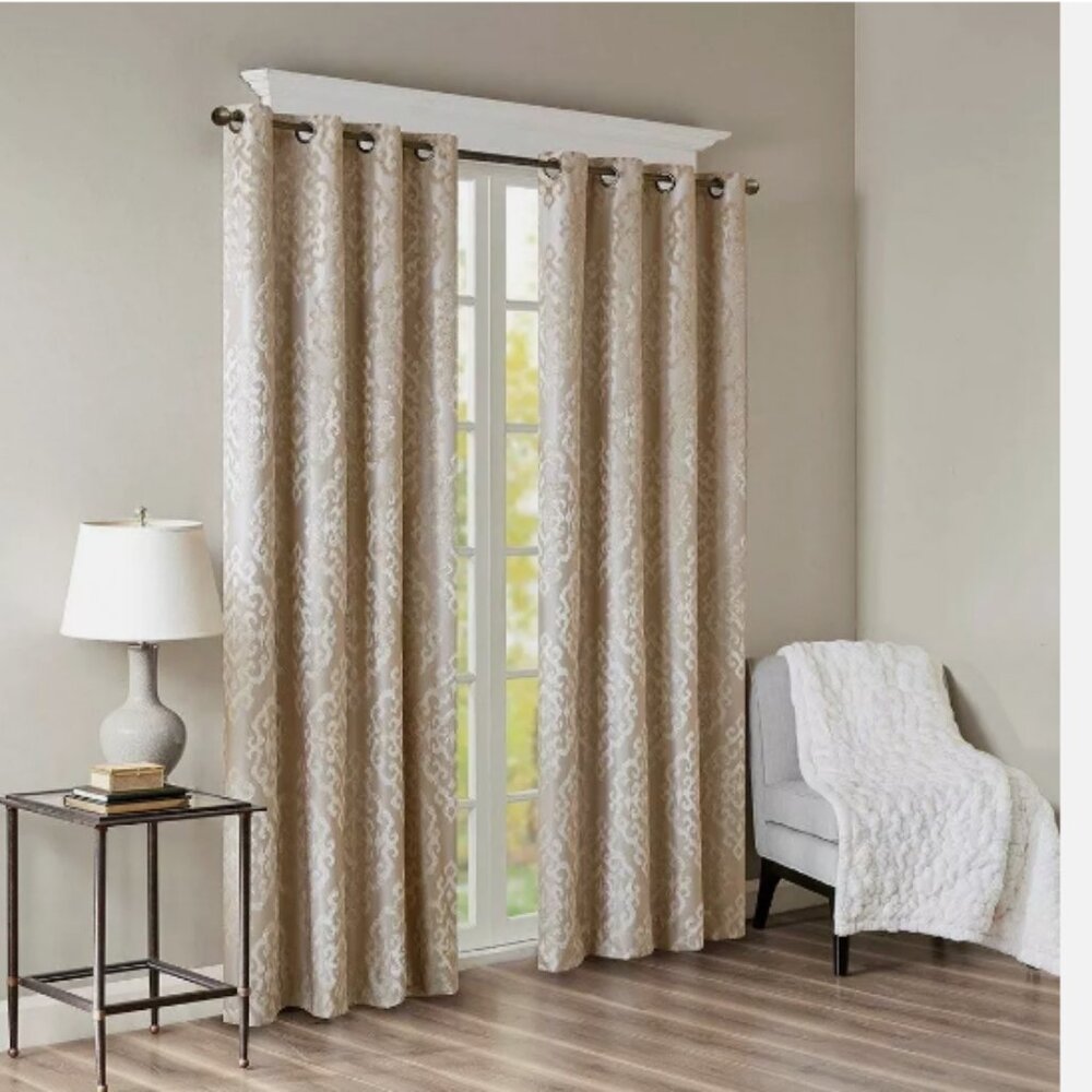 SUN SMART Mirage Total Blackout Single Window Curtain, Champagne, 50"W X 108"L
